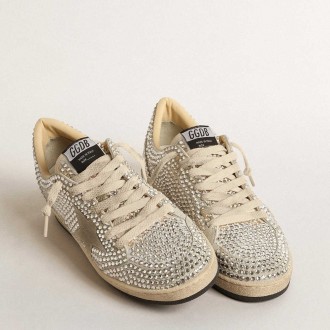 Golden Goose Women's Ball Star Sneakers LTD With Swarovski Crystals And Gray Suede Star GWF00117.F004690.81980