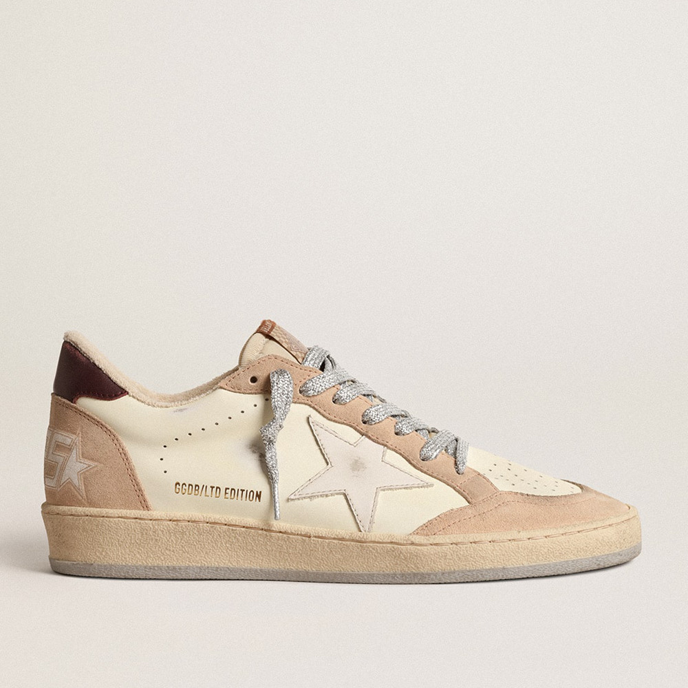 Golden Goose Women's Ball Star Sneakers LTD With White Star And Burgundy Leather Heel Tab GWF00117.F004638.82312