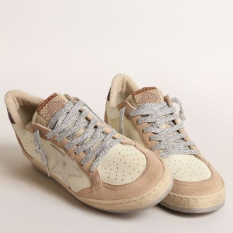 Golden Goose Women's Ball Star Sneakers LTD With White Star And Burgundy Leather Heel Tab GWF00117.F004638.82312