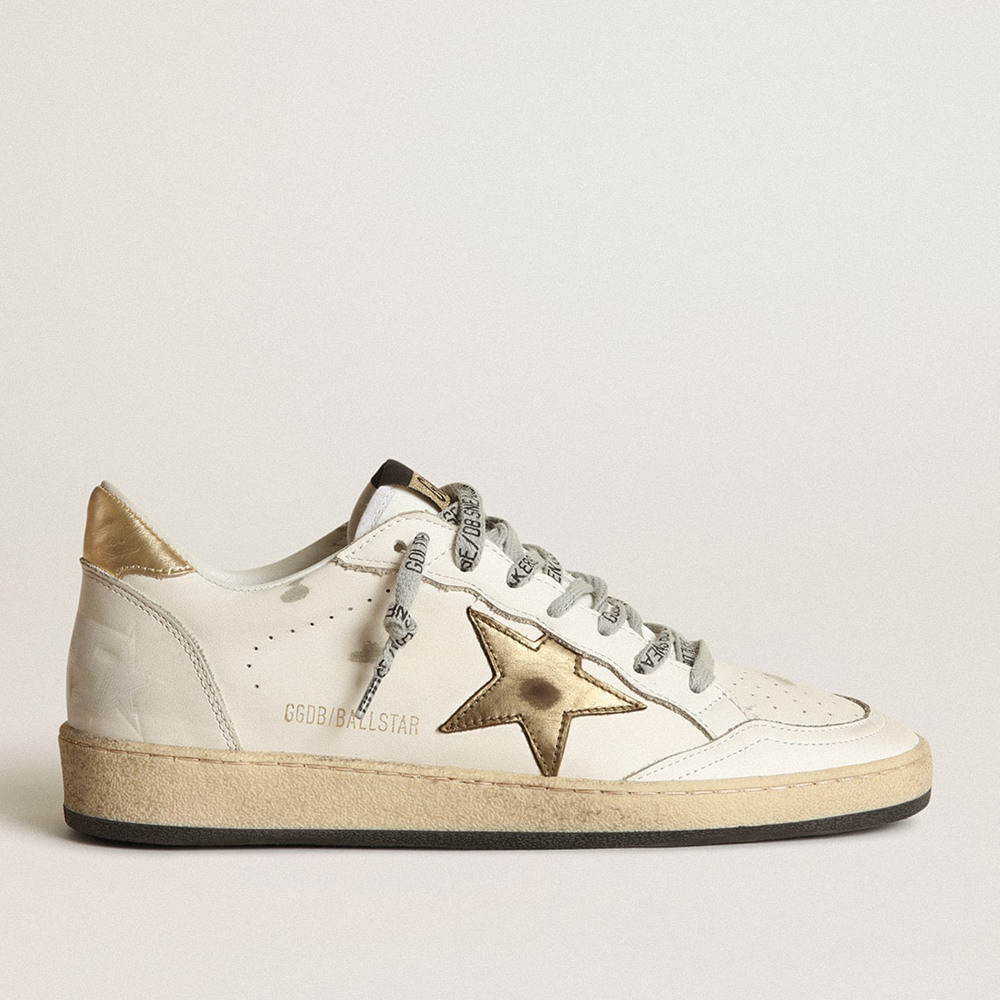 Golden Goose Women's Ball Star Sneakers With Gold Star And Heel Tab GWF00117.F000783.80608