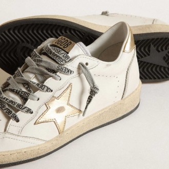 Golden Goose Women's Ball Star Sneakers With Gold Star And Heel Tab GWF00117.F000783.80608