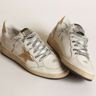 Golden Goose Women's Ball Star Sneakers With Gold Star And Heel Tab GWF00117.F000783.80608