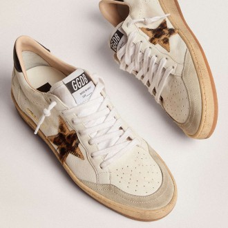 Golden Goose Women's Ball Star Sneakers With Leopard Print Pony Skin Star And Black Heel Tab GWF00117.F002599.10920