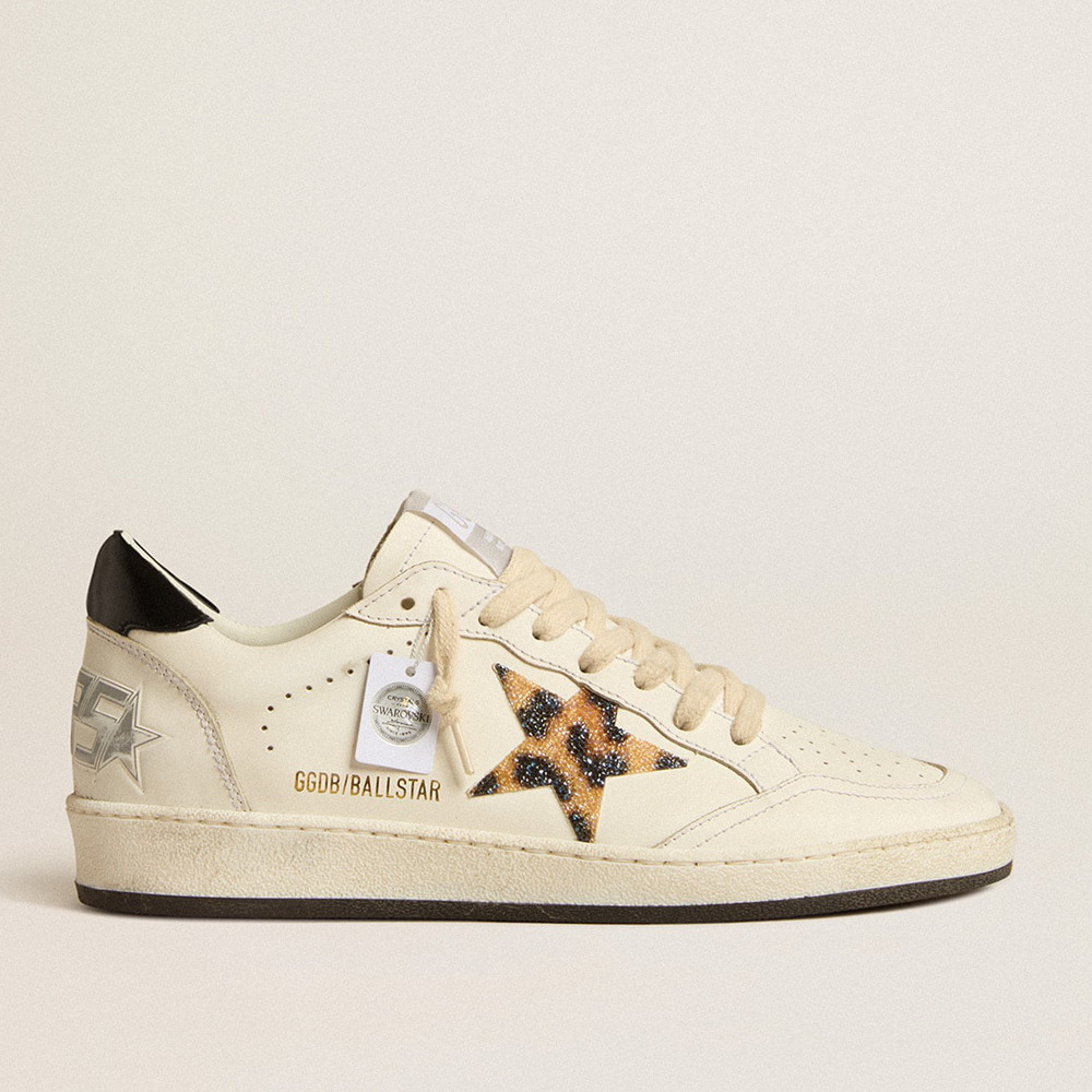 Golden Goose Women's Ball Star Sneakers With Leopard-print Star Embellished With Swarovski Crystal GWF00117.F005218.11671