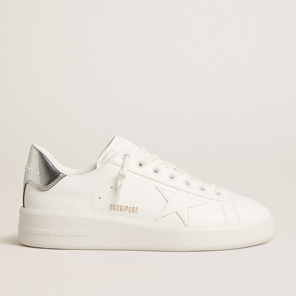 Golden Goose Women's Bio-based Purestar Sneakers With White Star And Mirror-effect Heel Tab GWF00197.F005221.80185