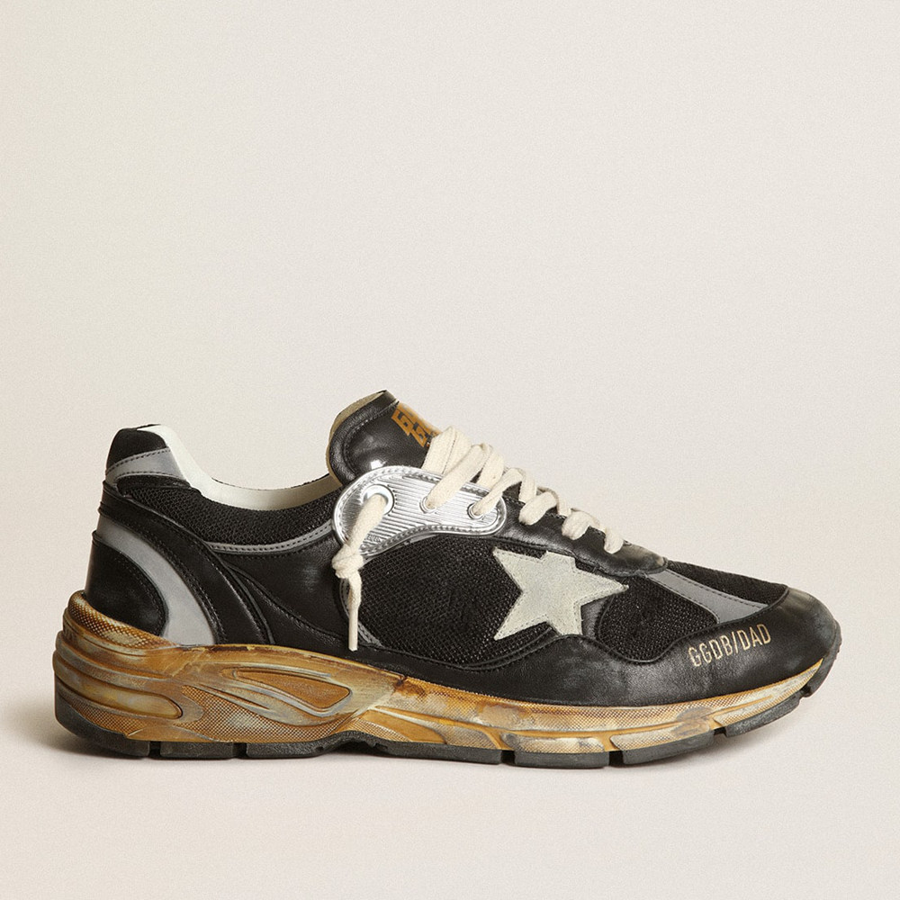 Golden Goose Women's Dad-Star Sneakers In Black Mesh And Nappa With Ice-colored Star GWF00199.F003270.90282