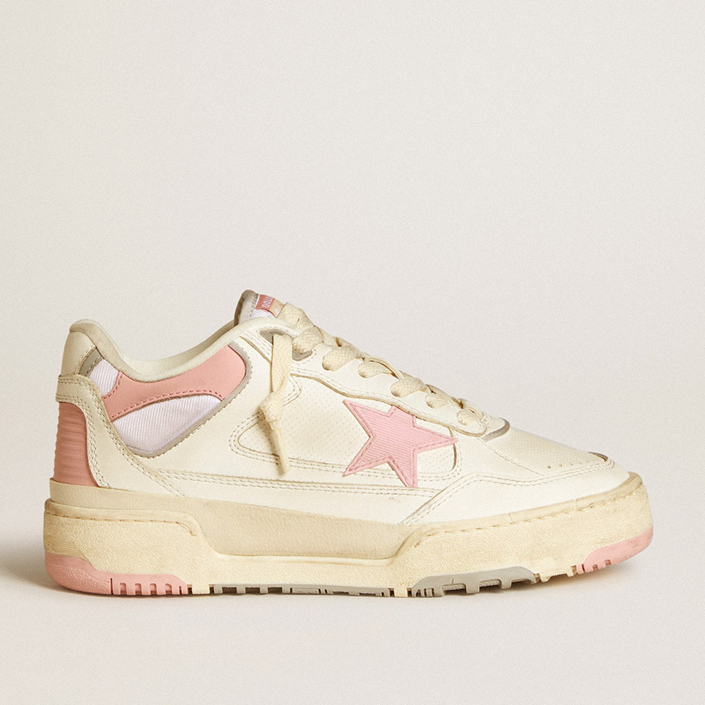 Golden Goose Women's Forty2 Sneakers With Pink Star And White Leather Heel Tab GWF00630.F005711.10310