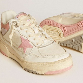 Golden Goose Women's Forty2 Sneakers With Pink Star And White Leather Heel Tab GWF00630.F005711.10310