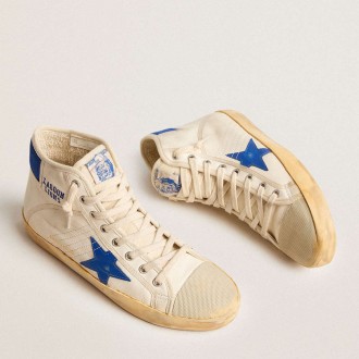 Golden Goose Women's Francy Sneakers Penstar LAB In Nappa Leather With Blue Star And Nylon Heel Tab GWF00637.F005682.10793