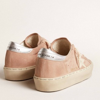 Golden Goose Women's Hi Star Sneakers In Pink Suede With Cream Star And Silver Leather Heel Tab GWF00118.F005857.25726