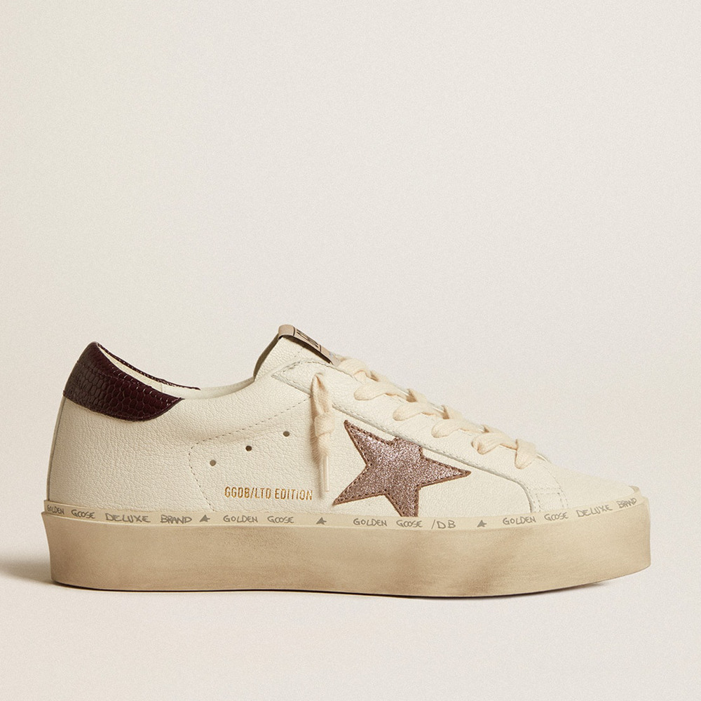 Golden Goose Women's Hi Star Sneakers LTD In Nappa With Glitter Star And Lizard-print Heel Tab GWF00118.F005114.11645