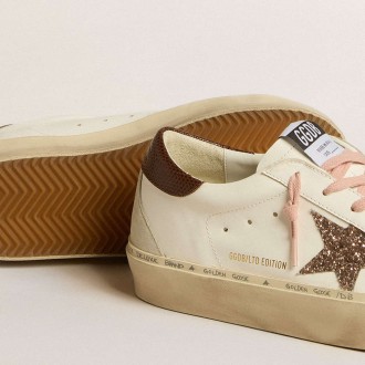 Golden Goose Women's Hi Star Sneakers LTD With Glitter Star And Brown Lizard-print Heel Tab GWF00119.F005121.11648