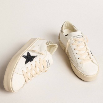 Golden Goose Women's Hi Star Sneakers With Blue Glitter Star And Platinum Glitter Heel Tab GWF00119.F005903.11339