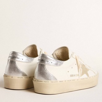 Golden Goose Women's Hi Star Sneakers With Gold Glitter Star And Lizard-print Leather Heel Tab GWF00119.F005908.10380