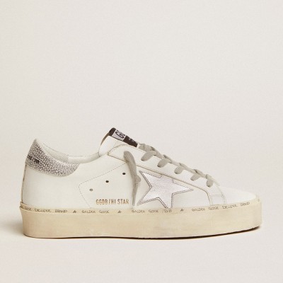 Golden Goose Women's Hi Star Sneakers With Star And Metallic Silver Heel GWF00118.F000329.80185