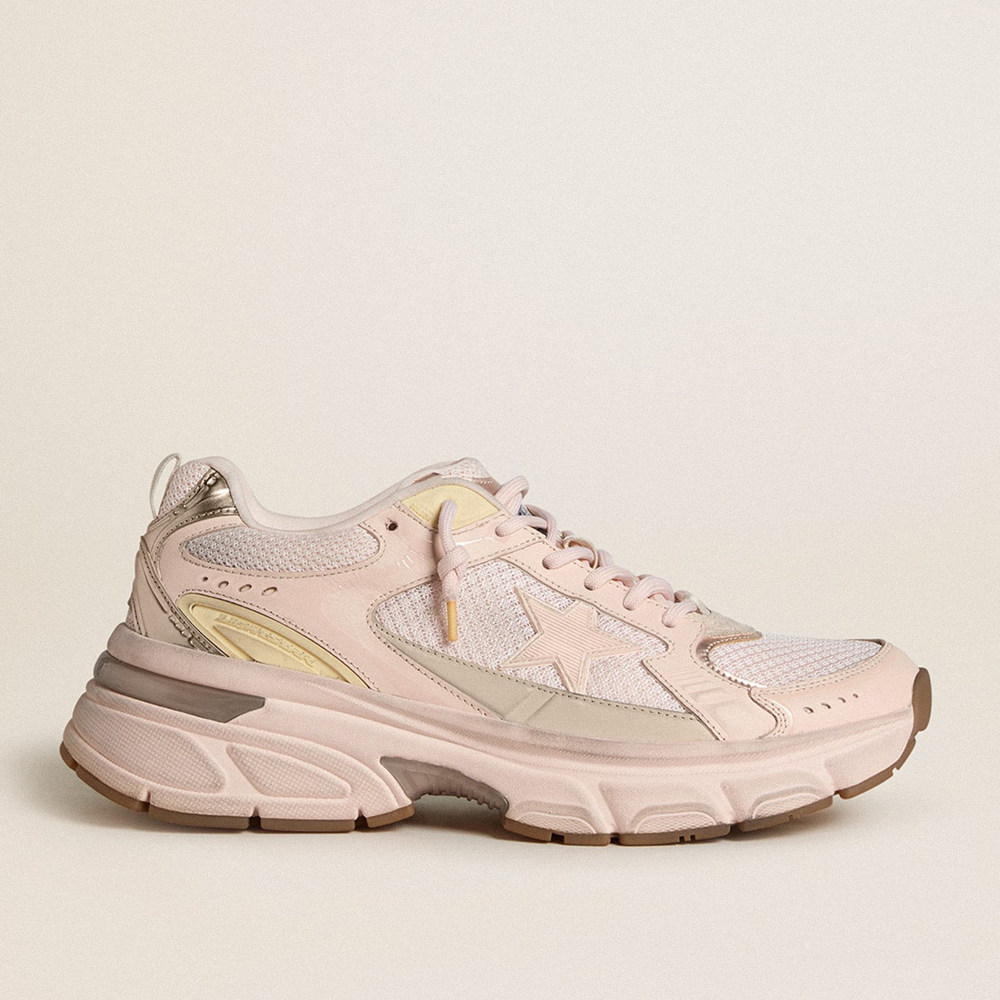 Golden Goose Women's Lightstar Sneakers With Pink Leather And Mesh Upper And Pink Star GWF00724.F006474.25747