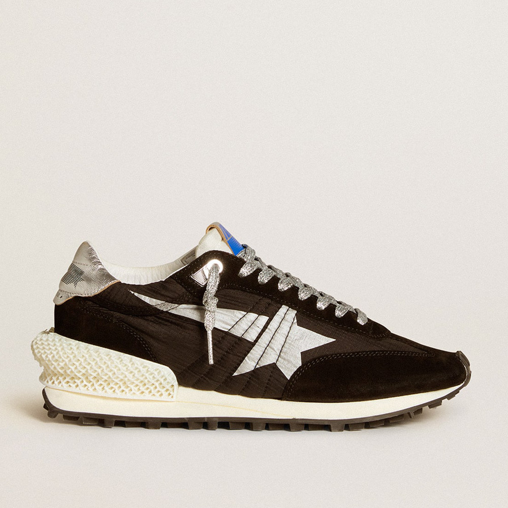 Golden Goose Women's Marathon Shoes With Black Ripstop Nylon Upper And Silver Star GWF00684.F005675.90179