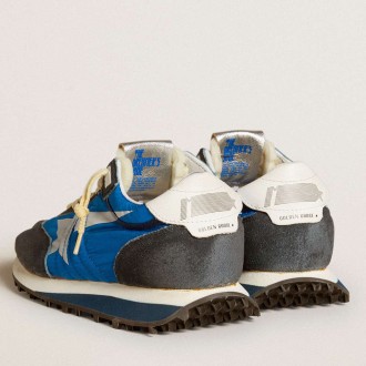 Golden Goose Women's Marathon Shoes With Blue Nylon Upper And White Star GWF00683.F005463.50738