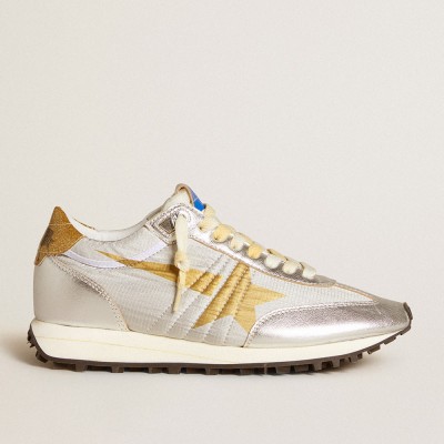 Golden Goose Women's Marathon Shoes With Silver Ripstop Nylon Upper And Gold Star GWF00683.F005490.70138