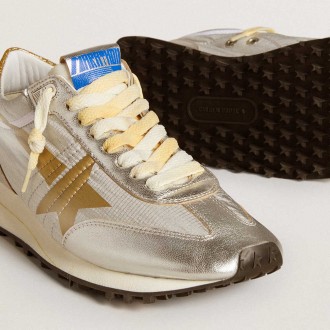 Golden Goose Women's Marathon Shoes With Silver Ripstop Nylon Upper And Gold Star GWF00683.F005490.70138