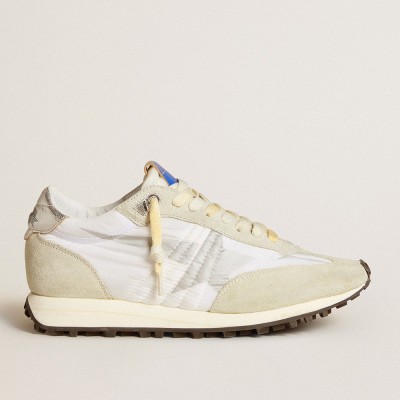 Golden Goose Women's Marathon Shoes With White Nylon Upper And Silver Star GWF00683.F005457.60466