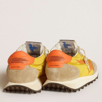 Golden Goose Women's Marathon Shoes With Yellow Nylon Upper And Orange Star GWF00683.F005462.82542