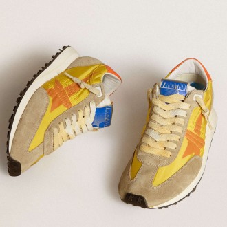 Golden Goose Women's Marathon Shoes With Yellow Nylon Upper And Orange Star GWF00683.F005462.82542