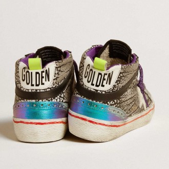 Golden Goose Women's Mid Star Sneakers LAB In Animal-print Leather With A White Star GWF00122.F006461.82795