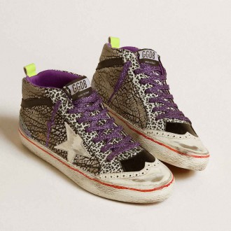 Golden Goose Women's Mid Star Sneakers LAB In Animal-print Leather With A White Star GWF00122.F006461.82795