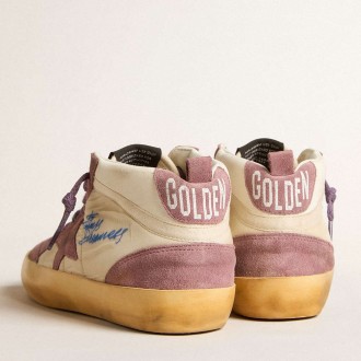 Golden Goose Women's Mid Star Sneakers LAB In Nylon And Nappa With Mauve Suede Star GWF00123.F005695.15573