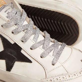 Golden Goose Women's Mid Star Sneakers With Laminated Heel Tab And Glitter Laces GWF00122.F001249.10238