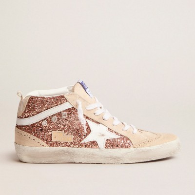 Golden Goose Women's Mid Star Sneakers With Pink Glitter GWF00122.F001495.30242