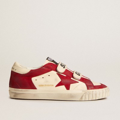 Golden Goose Women's Old School Sneakers In Nappa With Red Nubuck Star And Nappa Heel Tab GWF00760.F005969.10350