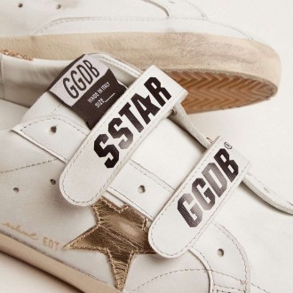 Golden Goose Women's Old School Sneakers With Gold Star In Laminated Leather GWF00111.F002154.10272