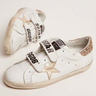 Golden Goose Women's Old School Sneakers With Gold Star In Laminated Leather GWF00111.F002154.10272