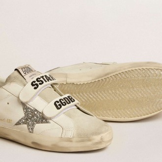 Golden Goose Women's Old School Sneakers With Silver Glitter Star And Ice-gray Suede Tongue GWF00111.F005122.10273