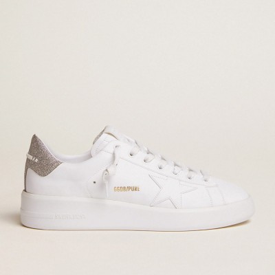 Golden Goose Women's Purestar Sneakers Sneakers With Glittery Silver Heel Tab GWF00197.F000538.80185