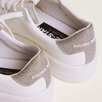 Golden Goose Women's Purestar Sneakers Sneakers With Glittery Silver Heel Tab GWF00197.F000538.80185