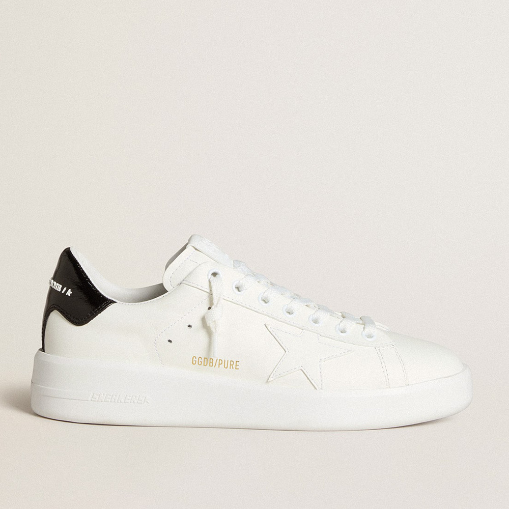 Golden Goose Women's Purestar Sneakers With Leather Star And Black Patent Leather Heel Tab GWF00197.F006518.10364