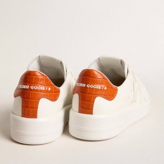 Golden Goose Women's Purestar Sneakers With White Leather Star And Orange Heel Tab GWF00197.F005922.10342