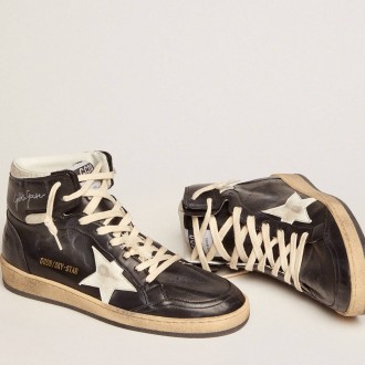 Golden Goose Women's Sky-Star Sneakers In Black Nappa With White Star GWF00230.F002944.80203