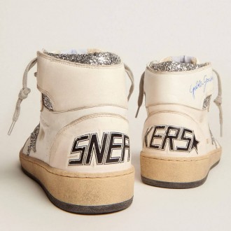 Golden Goose Women's Sky-Star Sneakers With Signature On The Ankle And Silver Inserts GWF00230.F002192.80185