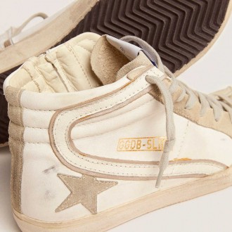 Golden Goose Women's Slide Sneakers With Ice-gray Suede Star And White Flash GWF00115.F000324.10276