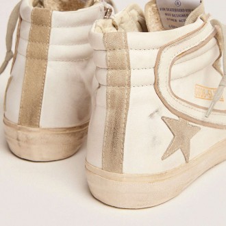 Golden Goose Women's Slide Sneakers With Ice-gray Suede Star And White Flash GWF00115.F000324.10276