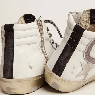 Golden Goose Women's Slide Sneakers With Star In White Suede And Leather Flash GWF00115.F002452.10874