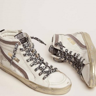 Golden Goose Women's Slide Sneakers With Star In White Suede And Leather Flash GWF00115.F002452.10874