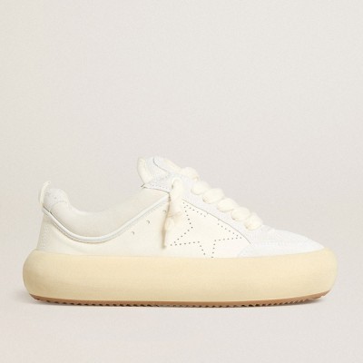 Golden Goose Women's Space-Star Sneakers Cube In White Leather With Perforated Star GWF00807.F007094.10359