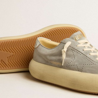 Golden Goose Women's Space-Star Sneakers Shoes In Ice-gray Suede With Perforated Star GWF00376.F005253.70100