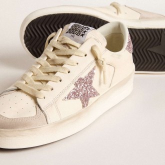 Golden Goose Women's Stardan Sneakers In Nappa And Suede With Pink Glitter Star And Heel Tab GWF00667.F005976.10310