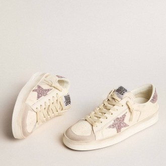 Golden Goose Women's Stardan Sneakers In Nappa And Suede With Pink Glitter Star And Heel Tab GWF00667.F005976.10310